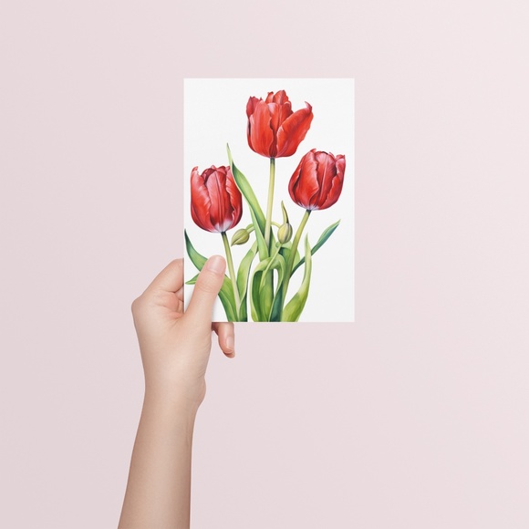 Watercolor Tulips Wall Art Illustration Print Poster Unframed - Picture 5 of 5